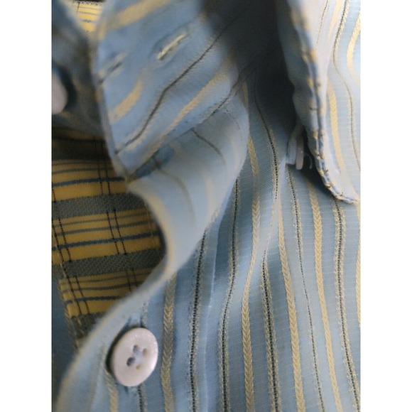 Bugatchi Shirt Men's Large Green Striped Button Up‎ Casual Short Sleeve 1105 - Picture 3 of 10
